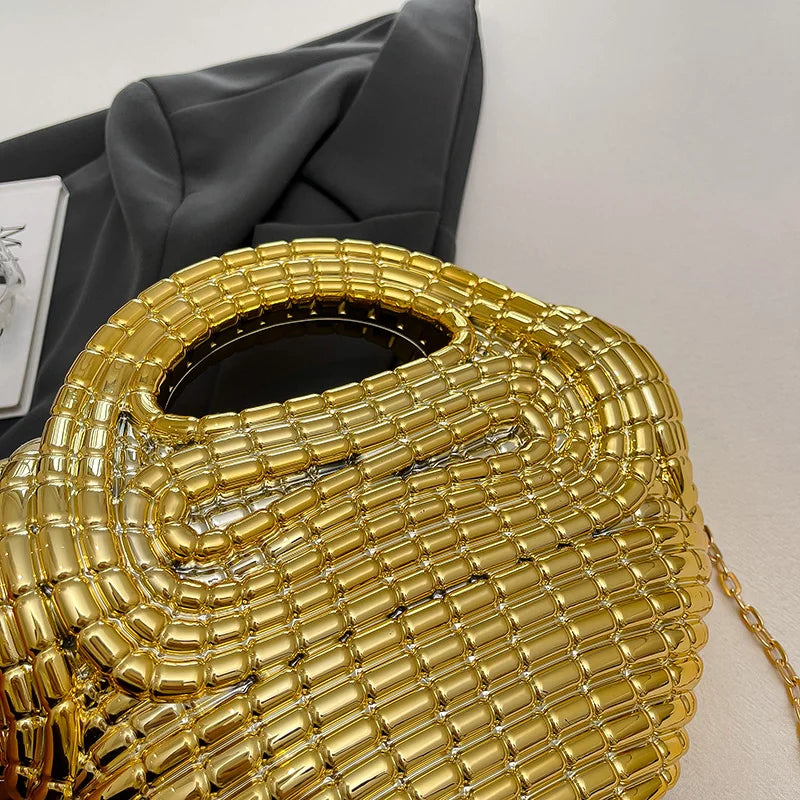 Metallic Acrylic Woven Handbag