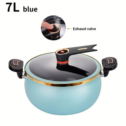 7L Non-Stick Micro Pressure Cooker with Glass Lid