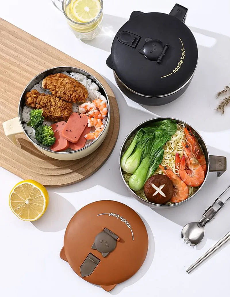 304 Stainless Steel Instant Noodle Bowl with Lid
