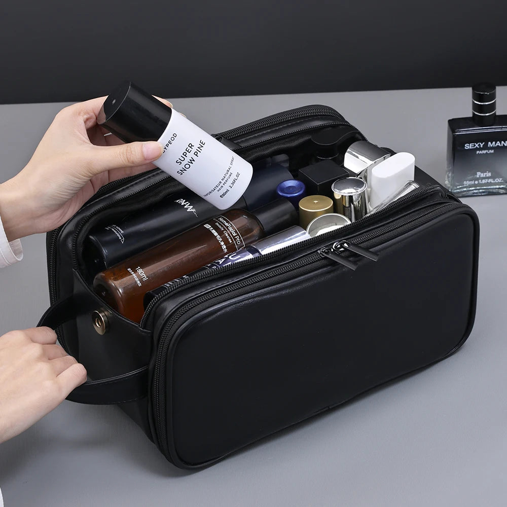Travel PU Leather Toiletry Organizer Bag