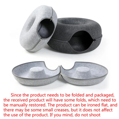 Interactive Round Cat Tunnel Bed with Scratcher