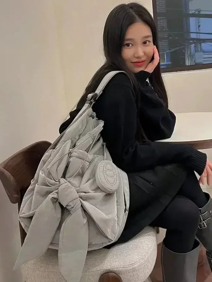 Minimalist Nylon Shoulder Tote Bag