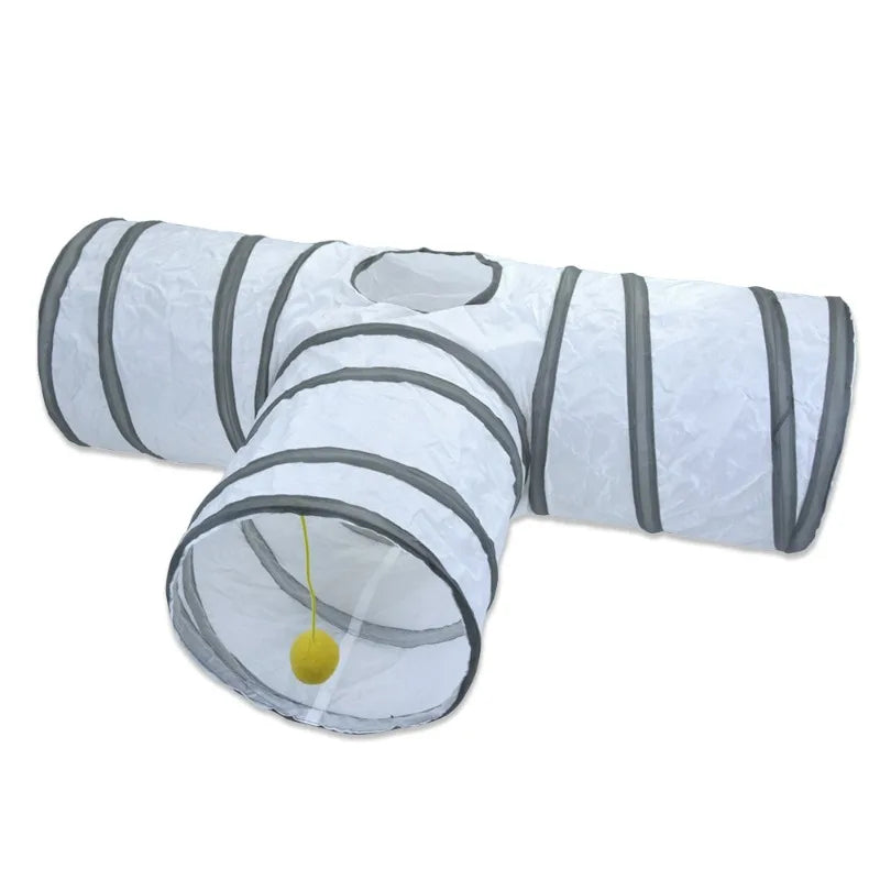 Interactive White Cat Play Tunnel