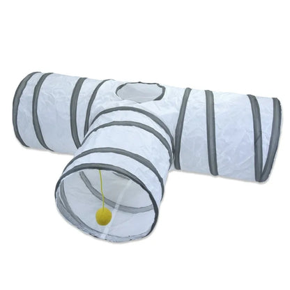 Interactive White Cat Play Tunnel
