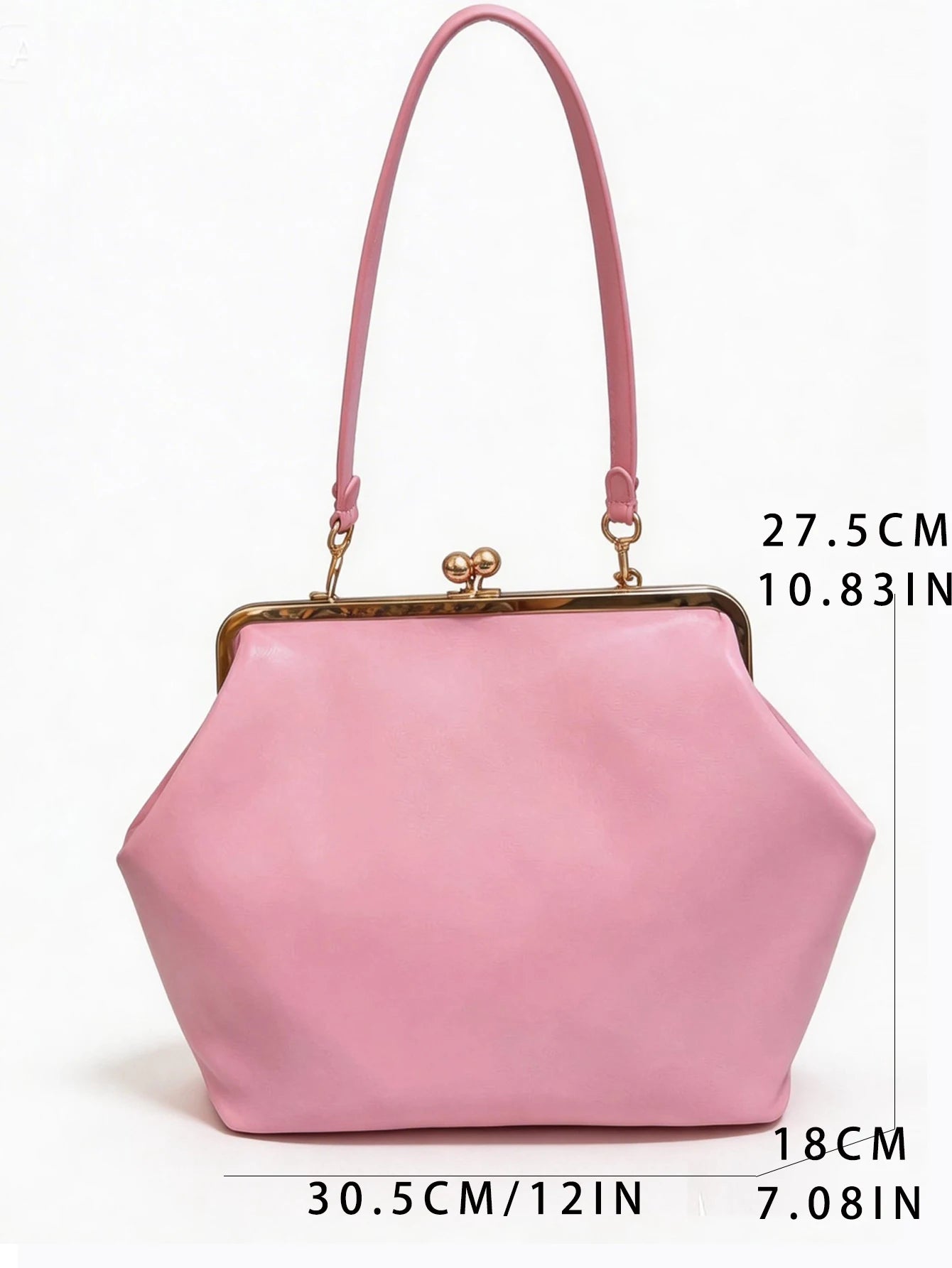 Women's PU Leather Kiss Lock Shell Handbag