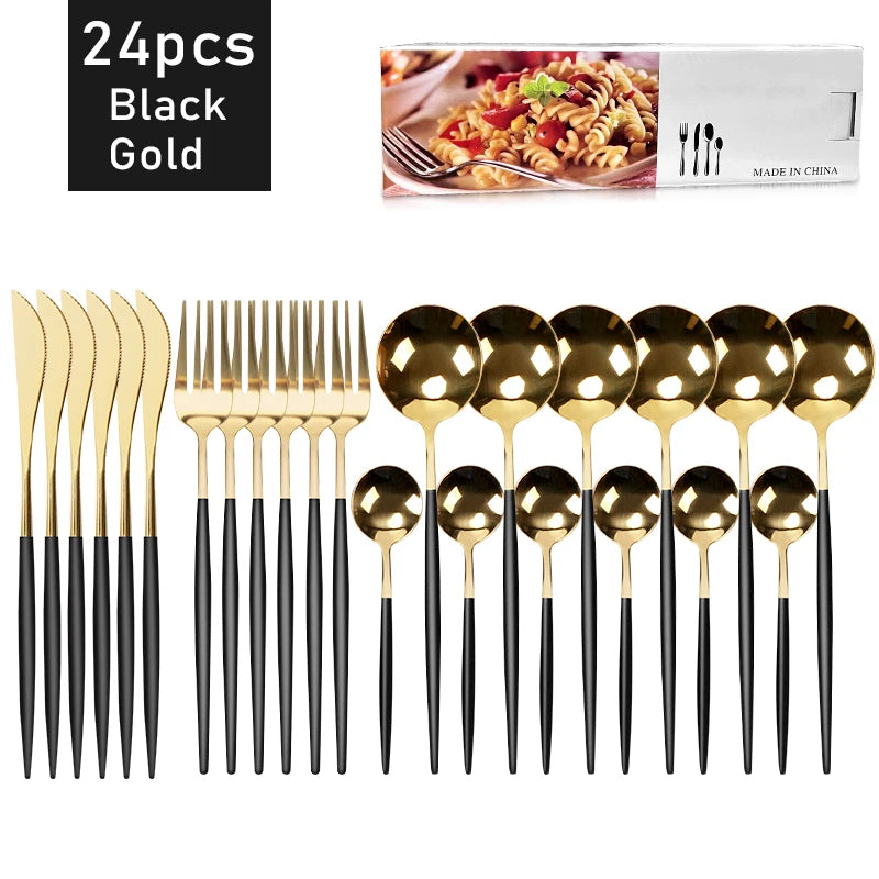 Elegant Western Flatware Set with Spoon, Fork & Knife