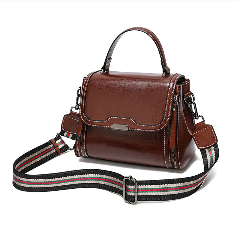 Genuine Cow Leather Top Handle Crossbody Bag