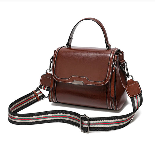 Genuine Cow Leather Top Handle Crossbody Bag