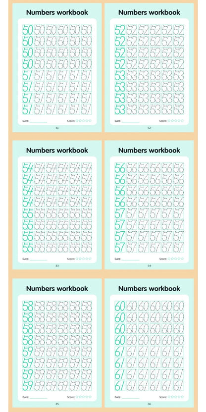 0–100 Number Tracing Practice Workbook