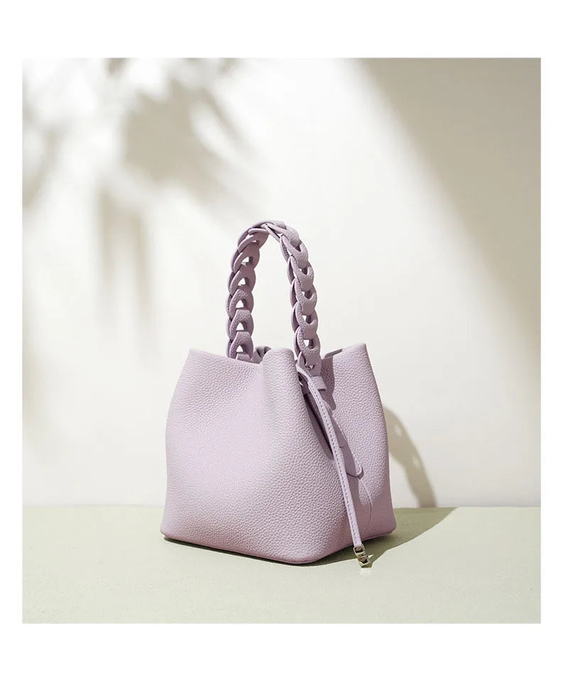 Genuine Leather Bucket Shoulder Bag