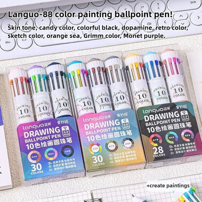 0.8mm Soft Grip Multi-Colour Ballpoint Pen for Drawing & Writing