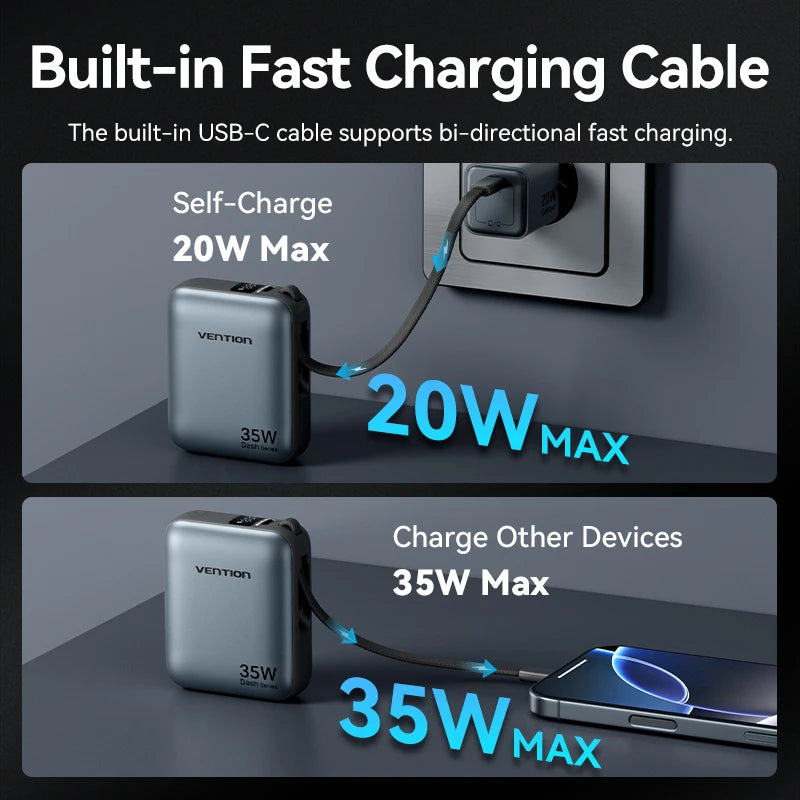 Vention 10000mAh 35W Fast Charging Power Bank