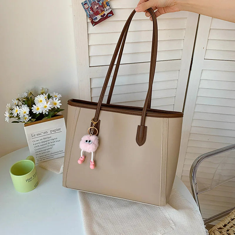 Solid Color Casual Tote Purse for Daily Use