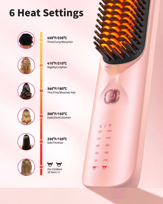 Cordless Hair Straightener Brush 10000mAh