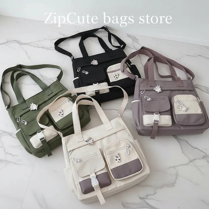Waterproof Canvas Crossbody Tote Bag