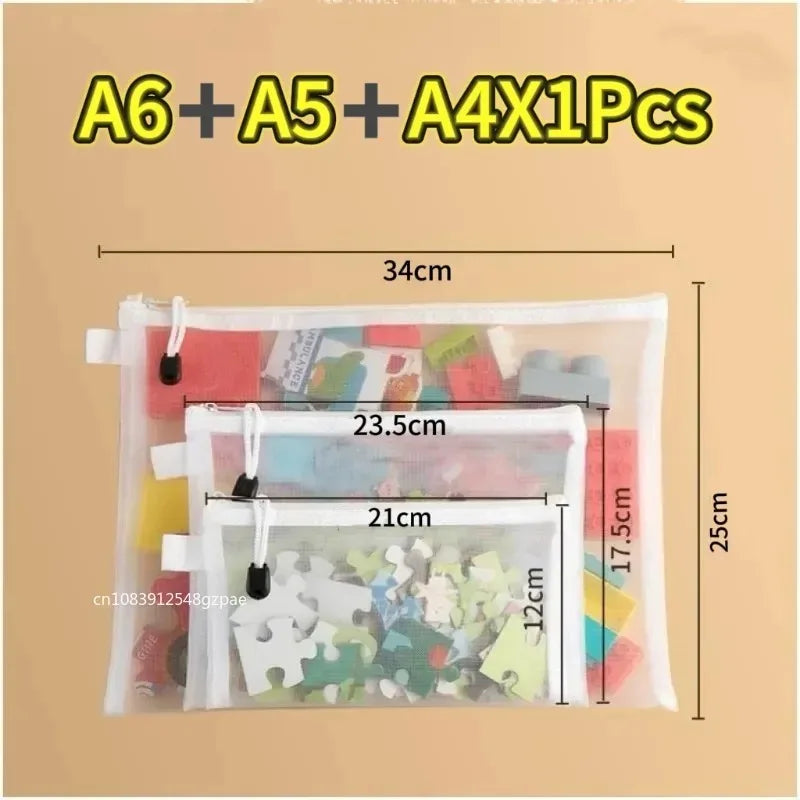 Transparent Mesh Document & Puzzle Storage Bags