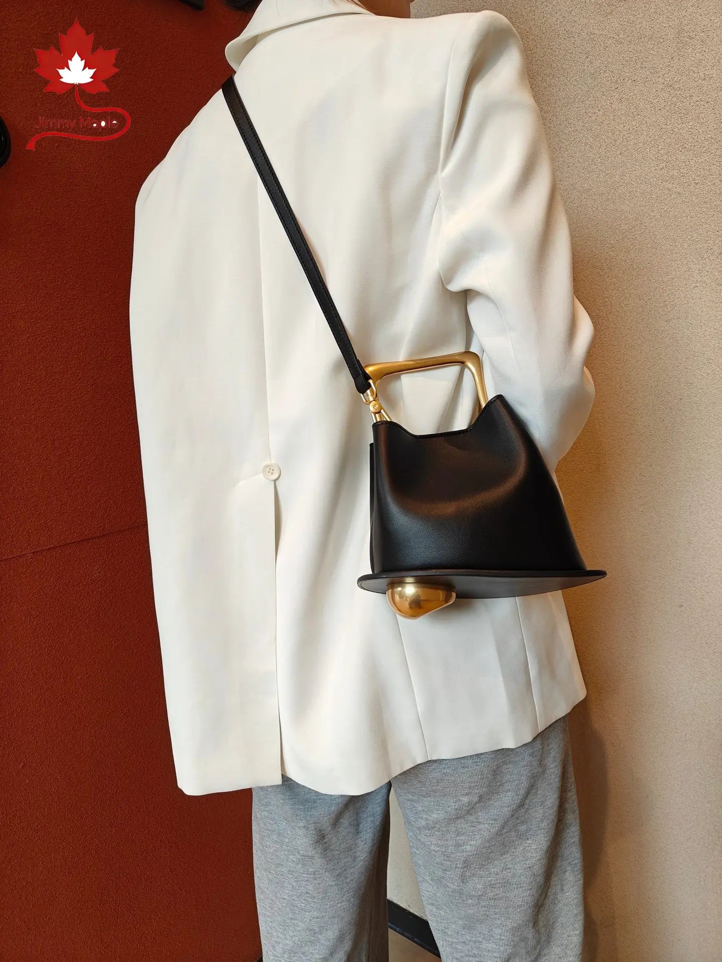 Jimmy Maple Genuine Cow Leather Bucket Handbag