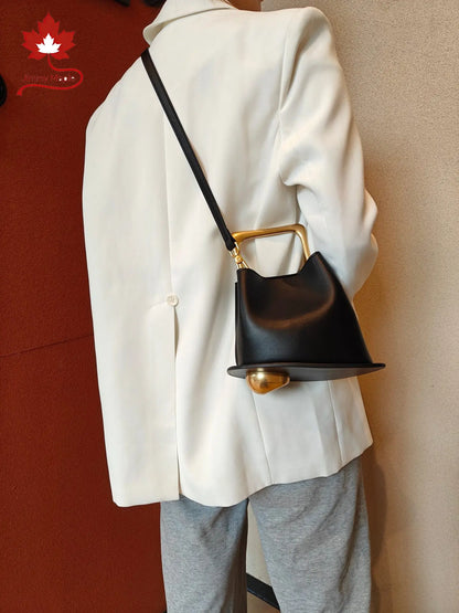 Jimmy Maple Genuine Cow Leather Bucket Handbag