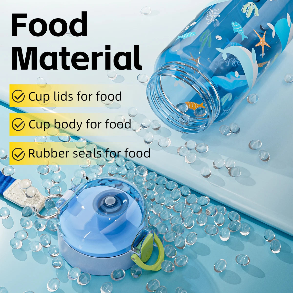 18.6oz Cartoon Water Bottle with Rope