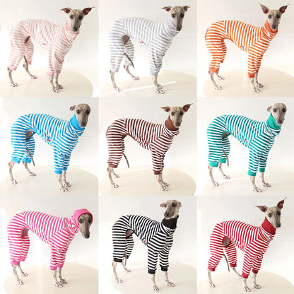 Striped Cotton Dog Pajamas for Italian Greyhounds & Whippets
