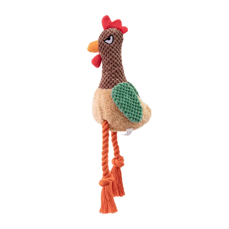 Plush Rooster Dog Toy – Cotton Rope Teeth Cleaning Chew Toy