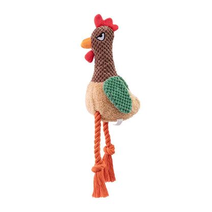 Plush Rooster Dog Toy – Cotton Rope Teeth Cleaning Chew Toy
