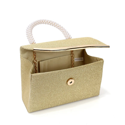 Metal Pearl Glitter Evening Clutch Bag