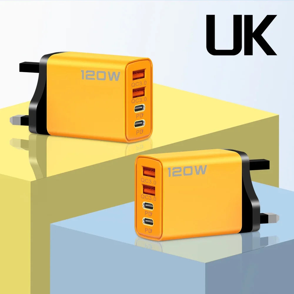 120W 4-Port USB-C & USB Fast Wall Charger