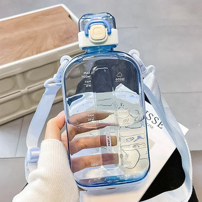 Flat Square Transparent Water Bottle