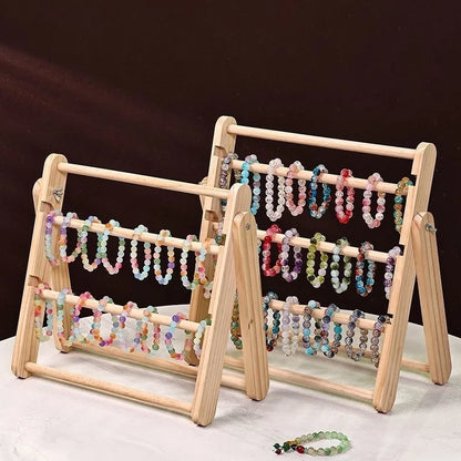 Foldable 3/4-Tier Wooden Jewelry Display Stand