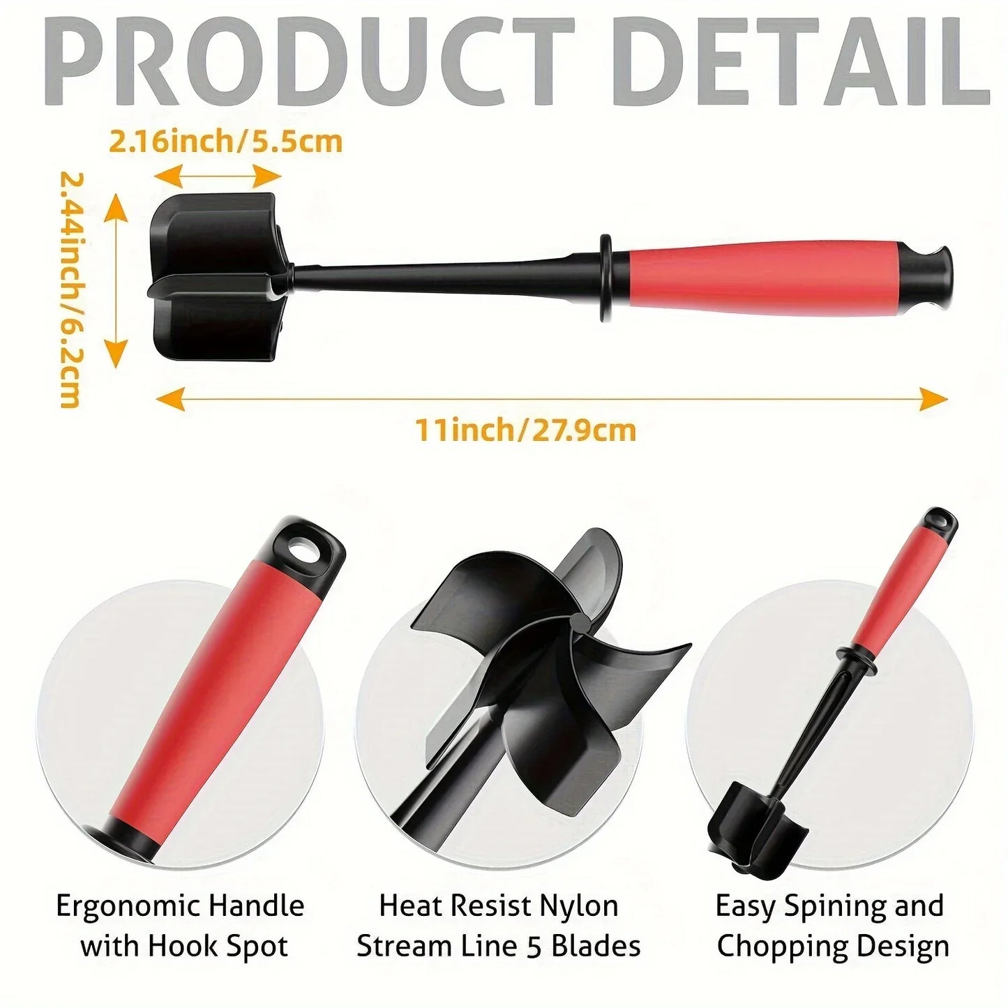 5-Blade Meat Chopper & Masher Tool