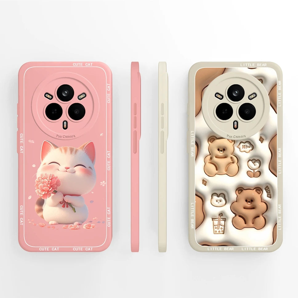 Cute Floral Silicone Case for Realme 14 Pro Series