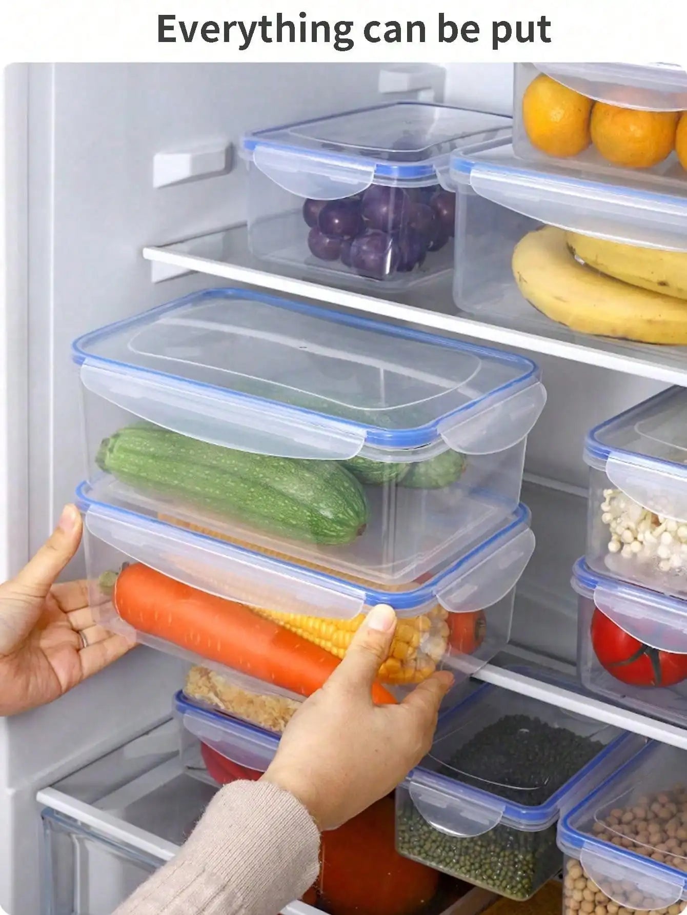 Sealed Rectangular Refrigerator Storage Box With Lid