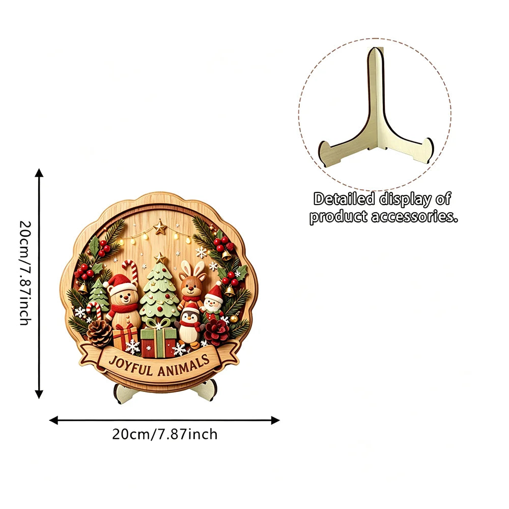 Wooden Christmas Tabletop Ornament with Stand