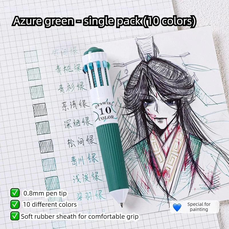 0.8mm Soft Grip Multi-Colour Ballpoint Pen for Drawing & Writing