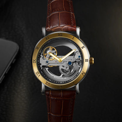 Men's Automatic Skeleton Mechanical Leather Watch