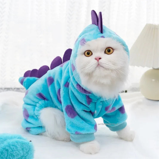 Thickened Blue Dinosaur Pet Hoodie