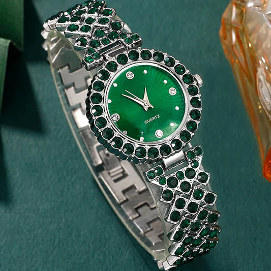 Women’s Heart Rhinestone Watch Jewelry Set