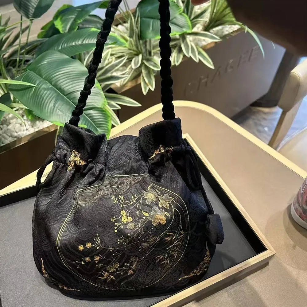 Silk Material Retro Handbags