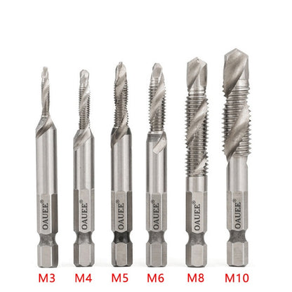 1/2/3/6Pcs Tap Drill Bit Hex Shank Titanium Plated HSS Screw Thread