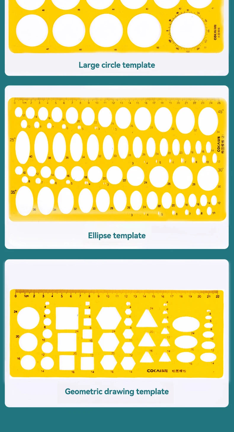 Circle & Oval Geometry Template Ruler Set