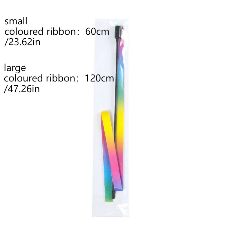 Rainbow Ribbon Cat Teaser Wand
