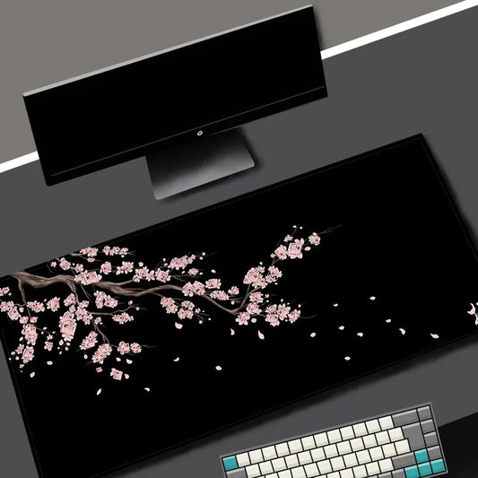 Black Sakura Extended Gaming Mouse Pad