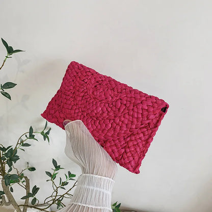 Women’s Handwoven Straw Envelope Clutch Bag