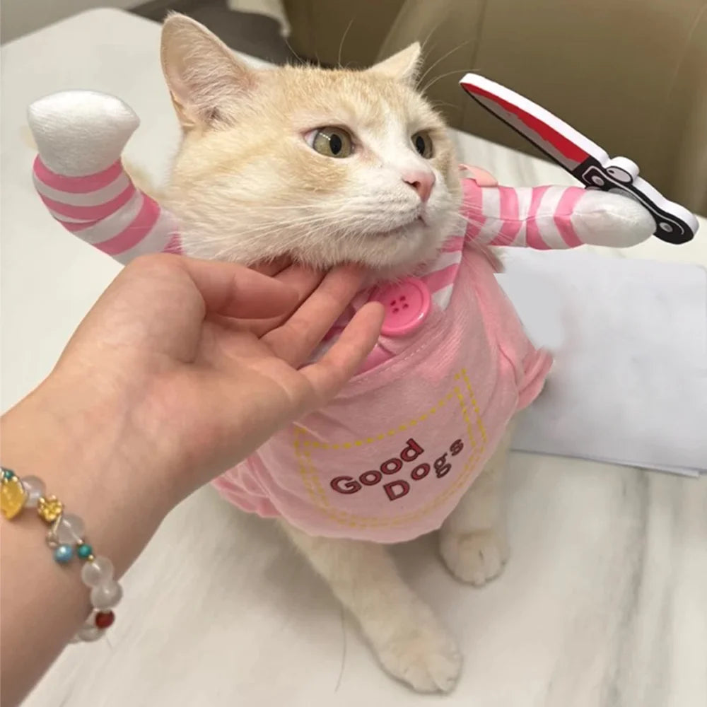 Funny Cosplay Pet Costume with Plush Knife