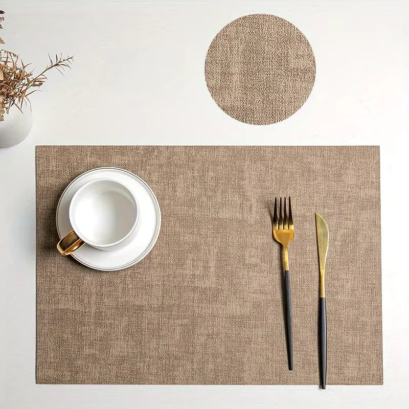 Faux Leather Table Placemats Set