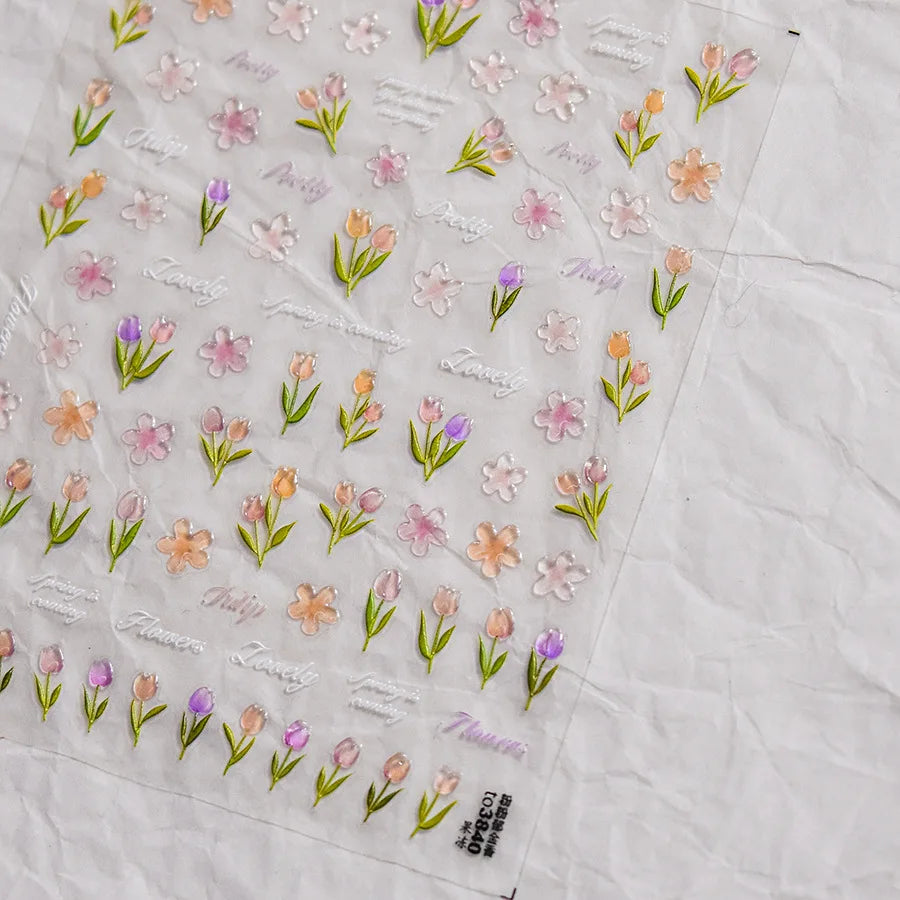 5D Cherry Blossom Nail Art Stickers