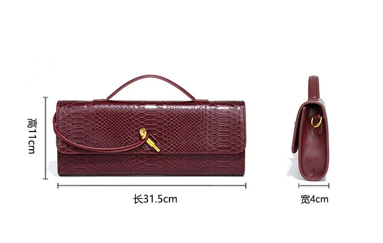 Luxury Snakeskin Top Handle Shoulder Bag