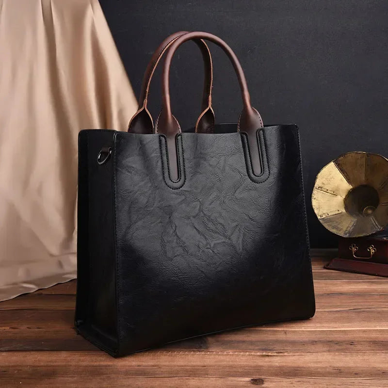 Vintage Oil-Skin Effect Tote Bag