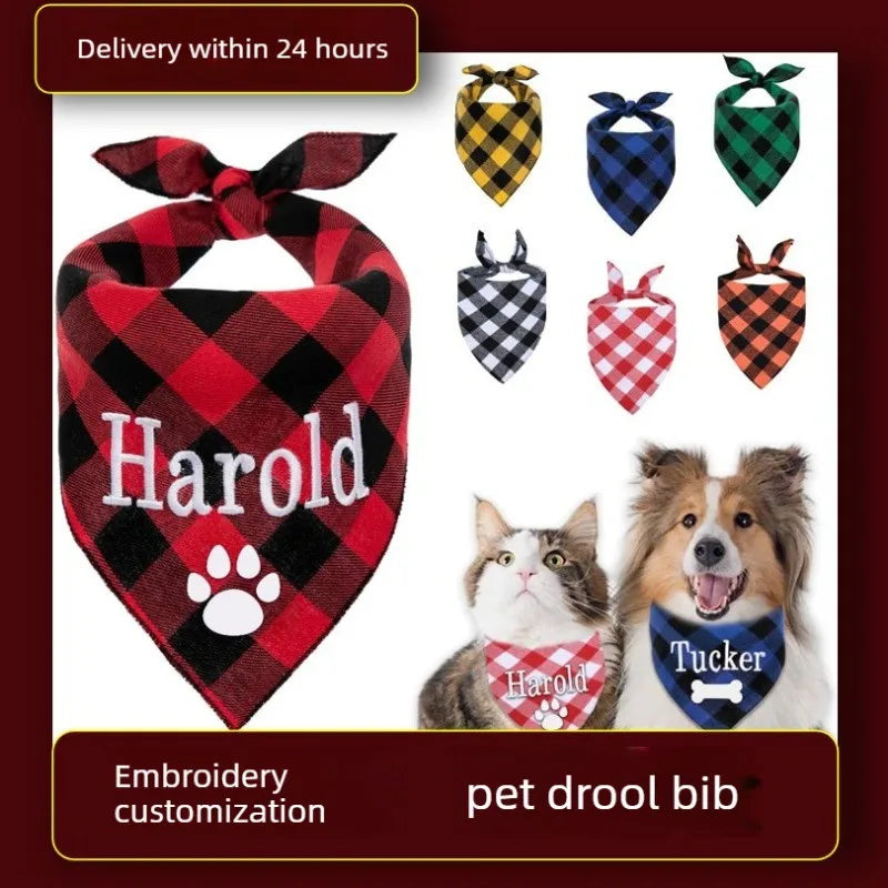 Custom Embroidered Dog Bandana – Personalized Pet Scarf Collar